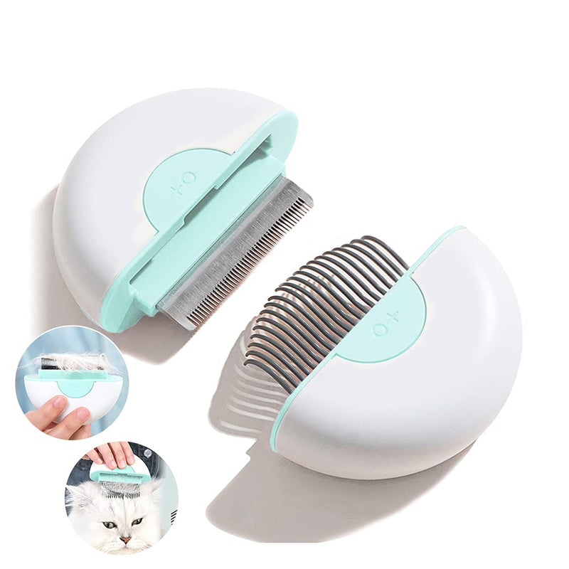 Marchul 2 in 1 Cat Grooming Brush, Underhair Brush for Cat/Dog, Relaxing Massage Comb for Cats, Portable Cat Brush for Long/Short Hair, Easy Loose Hair Removal Green - PawsPlanet Australia