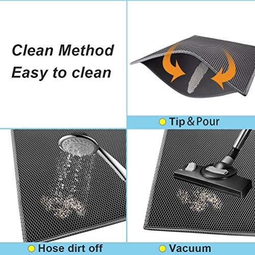 Asobeage Premium Cat Litter Mat(30”X24”) Litter Trapping Mat, Cat Litter Box Mat Scatter Control,Waterproof Double Layer Honeycomb Design,Easy Clean Washable EVA Material 30*24 Grey - PawsPlanet Australia