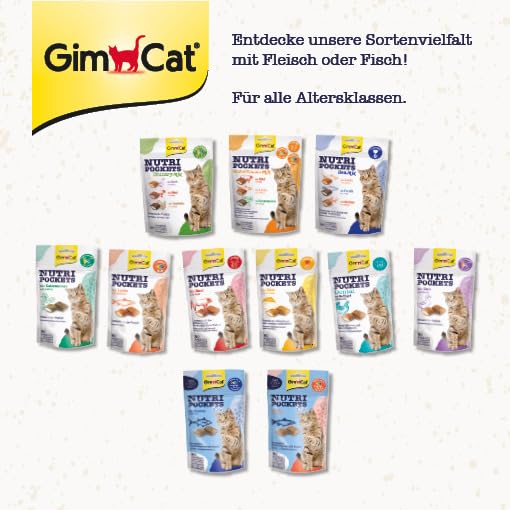 GimCat Nutri Pockets Fish Tuna - Crunchy cat snack with creamy filling and functional ingredients - 1 bag (1 x 60 g) - PawsPlanet Australia