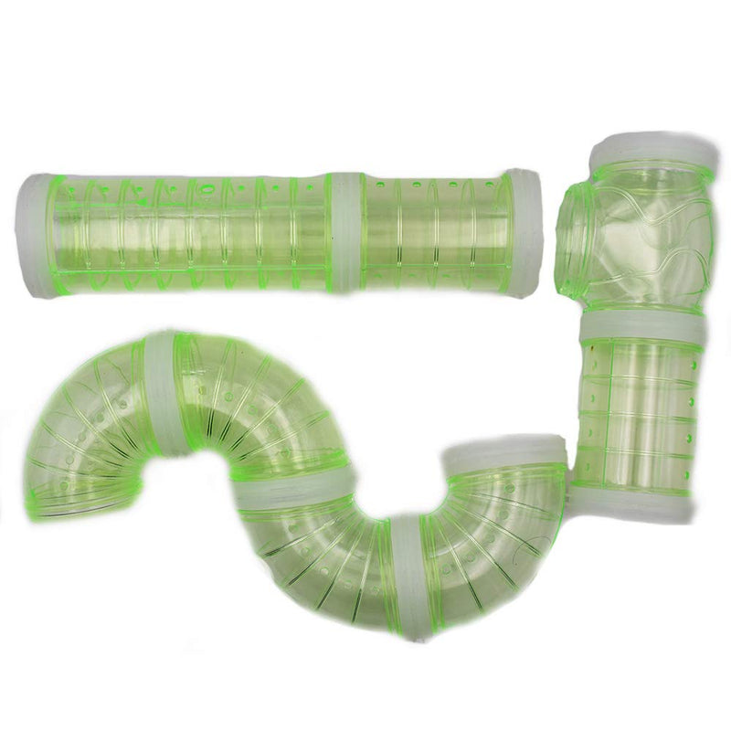 zfdg Hamster Tubes Transparent, DIY Hamster Tunnel, Hamster Pipe Toy, Hamster Transparent Pipe Toy, Hamster Tunnel Toy, for Hamster Cage Small Pet Pipe Connection Sports Tunnel Toy (Green) Green - PawsPlanet Australia