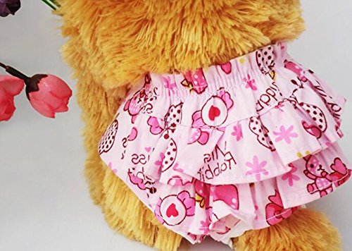 [Australia] - Dogs Kingdom 3Pcs Nice Dog Small Floral Diaper Skirt Female Girl Sanitary Pant Dress Underwear For Small Dogs Breed M Random-3pcs 