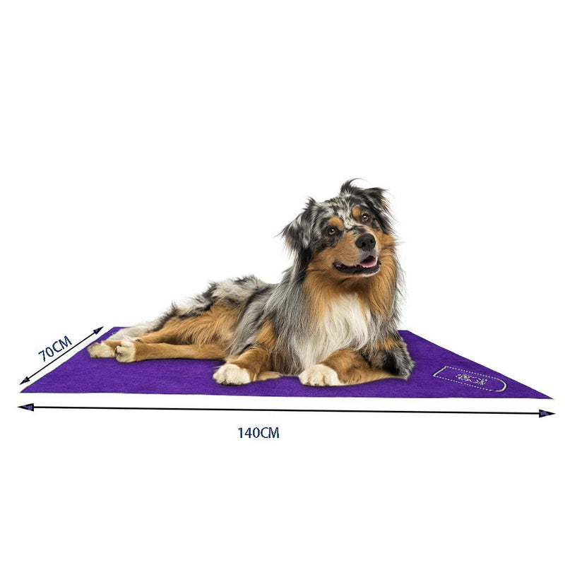 YANGWX Dog Drying Towel Upgrade 2.0, Super Absorbent Doggy Bath Towel, Drying Towels for Dog, Microfibre Pet Bath Towel for Small and Medium Dogs-Purple-140 x 70cm Purple - PawsPlanet Australia