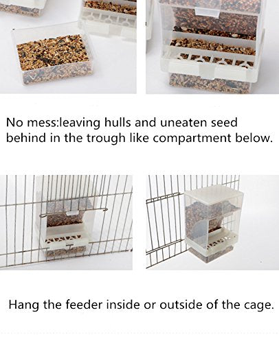 [Australia] - Old Tjikko Parrot Automatic Feeder,No-Mess Bird Feeder,Cage Accessories for Budgerigar Canary Cockatiel Finch Parakeet Seed Food Container Hooked bird feeder 