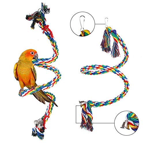 ZORNEPA Bird Perch Stand Bird Rope Perch Bird Toys, for Parakeets Cockatiels, Conures, Macaws, Lovebirds, Finches Bird Cage Accessories (3 Pcs) - PawsPlanet Australia