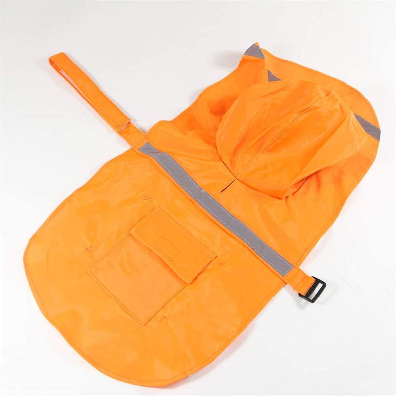 ZPP Pet Dog Raincoat Harness Poncho Hoodies Vest Lifejackets Waterproof Coat Adjustable Snow Lightweight Safe Reflective Strip Anti-Slip Windproof Snowproof Medium Large Puppies Gift Orange - PawsPlanet Australia