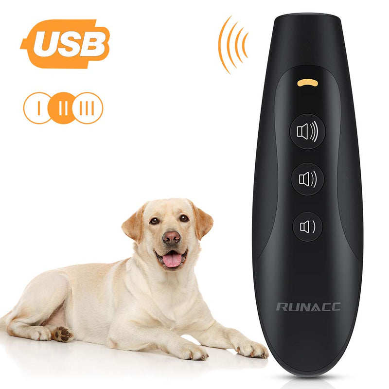 [Australia] - RUNACC Anti Barking Device with 3 Adjustable Ultrasonic Level,Rechargeable Dog Barking Deterrent Devices,Automatic Ultrasonic Dog Barking Control Devices,Dog Training Aid Control Range of 16.4 Ft 