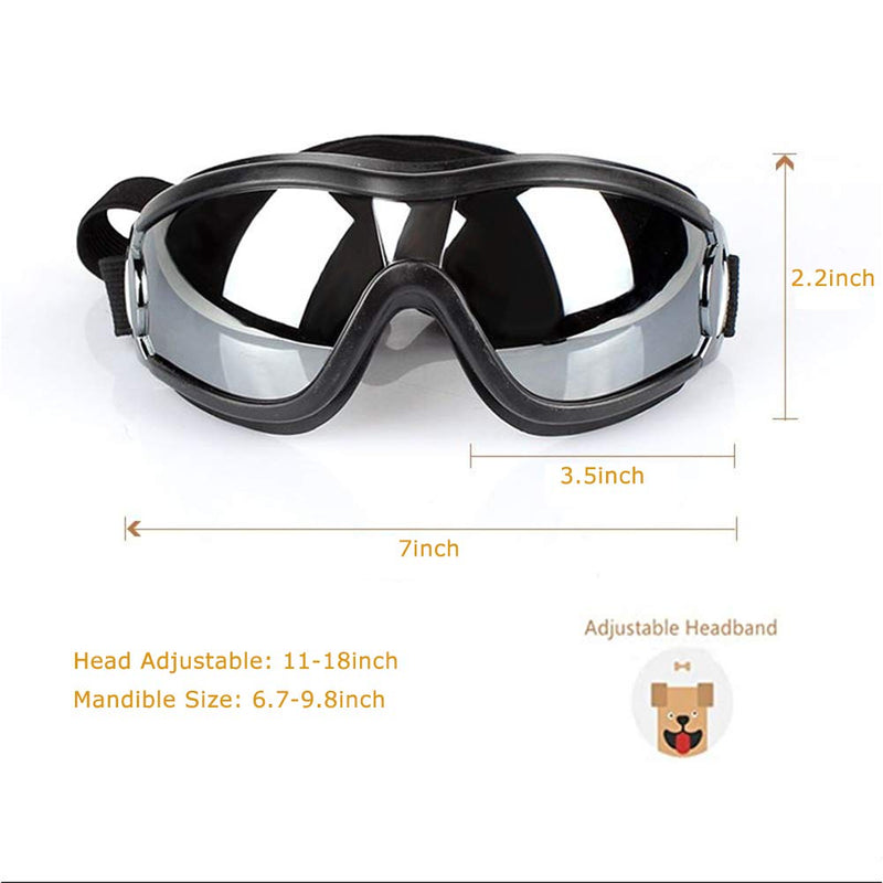 Dog Goggles Medium or Large Dog Sunglasses Anti-UV Waterproof Windproof Glasses Dog Eyewear for Long Snout Dogs Silver - PawsPlanet Australia