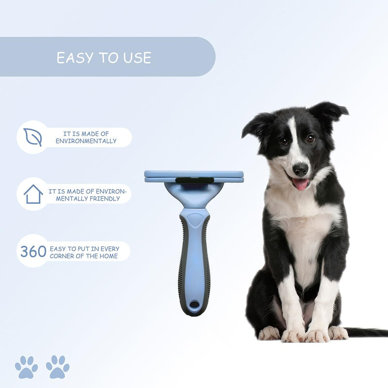 CUESVAP dog brush undercoat, professional cat brush easily removes dead hair, stainless steel undercoat brush for short hair and long hair, dogs and cats blue - PawsPlanet Australia