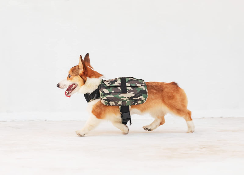 JLYLOL Dog Backpack Dog Saddle Bag Dog Backpack for Dog to Wear Dog Hound Travel Camping Hiking Backpack Harness Backpack for Medium & Large Dog Green Camo - PawsPlanet Australia