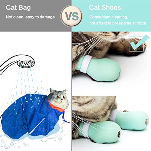 [Australia] - Fanme Anti-Scratch Boots Silicone Cat Shoes Boots Rubber Nail Cover Precaution Scratch Gloves Cat Paw Protector Pet Grooming Scratching Booties for Home Bathing Shaving Checking Treatment 