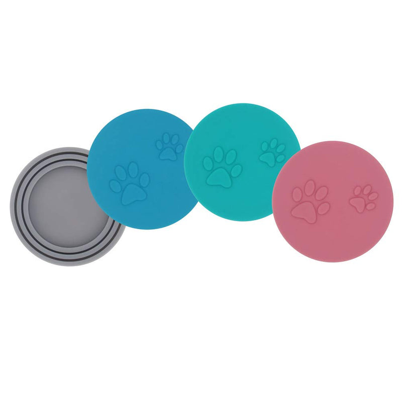 SLSON 4 Pack Pet Food Can Cover Set,Universal Silicone Cat Dog Food Can Lids 1 Fit 3 Standard Size Can Tops Covers - PawsPlanet Australia