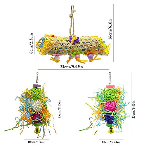 EBaokuup 3Pack Bird Chewing Toys Foraging Shredder Toy Parrot Cage Shredder Toy Bird Loofah Toys Foraging Hanging Toy for Cockatiel Conure African Grey Parrot - PawsPlanet Australia