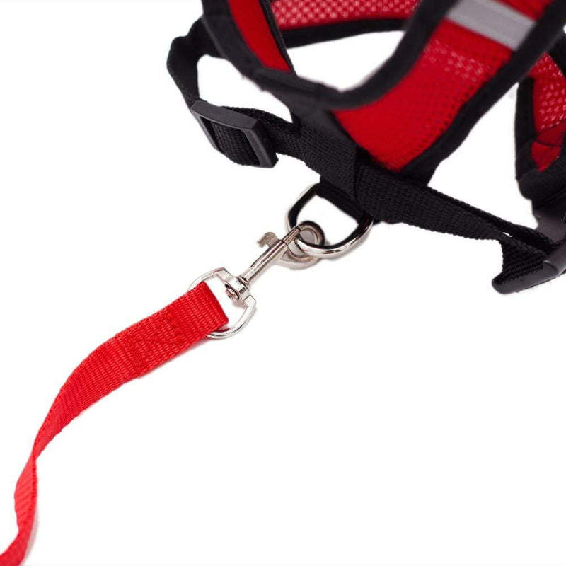 Locisne Mesh Fabric Dog Vest Harness Soft Adjustable Comfortable | Pet Lead Chest Walking Leash with Clip M Red - PawsPlanet Australia