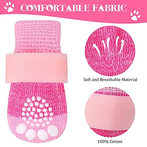 Frienda 8 Pieces Double Side Anti-Slip Dog Socks with Adjustable Straps Puppy Paw Protector Socks with Grips Strong Traction Control for Pet Dog Indoor on Hardwood Floor Wear Small - PawsPlanet Australia