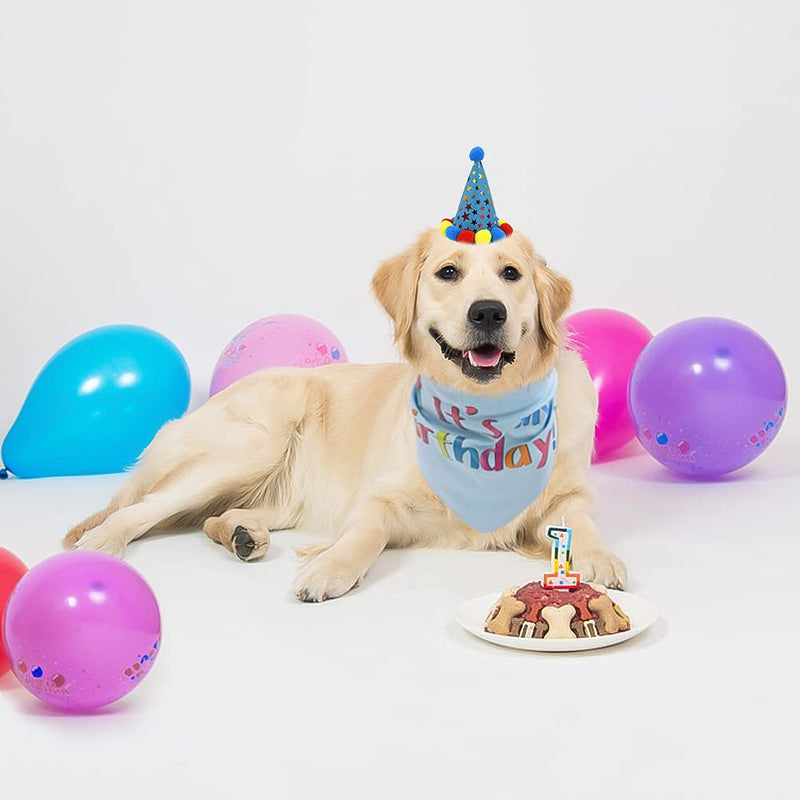 TAILGOO Dog Birthday Plaid Bandana with Party Hat - Pink, Rose, Blue Pet Outfit Kit as Puppies Cats Birthday Party Supplies Including Fashion Bandana and Cute Caps - PawsPlanet Australia