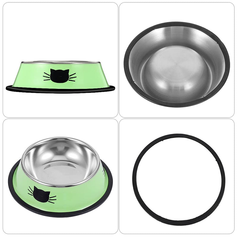 Heyu-Lotus 3 PCS Cat Bowls, Stainless Steel Cat Food & Water Bowl Anti-slip Base Pet Feeding Bowls with Scoops for Cats, Rabbits, Puppy - PawsPlanet Australia