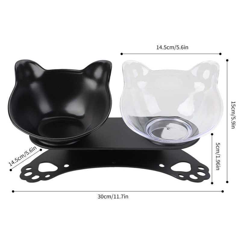 Bangcool Cat Bowls, Cat Bowl Tilted, Double Cat Bowl 15° Inclined Platform Raised Cat Food Bowl Cat Bowl with Stand, Splash-Proof, Durable, Disassemble, Easy to Clean, Suitable for Cat and Small Dog black - PawsPlanet Australia