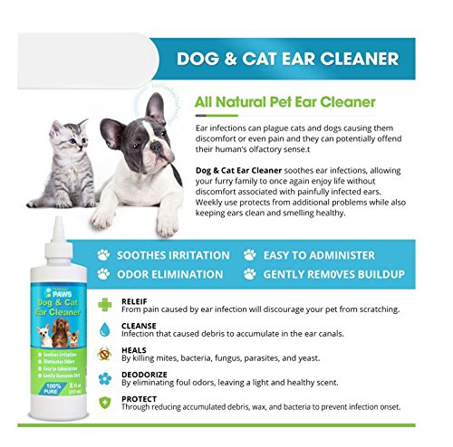 Particular Paws Ear Cleaner for Dogs and Cats with Aloe Vera, Tea Tree Oil & Vitamin E - 8oz - PawsPlanet Australia