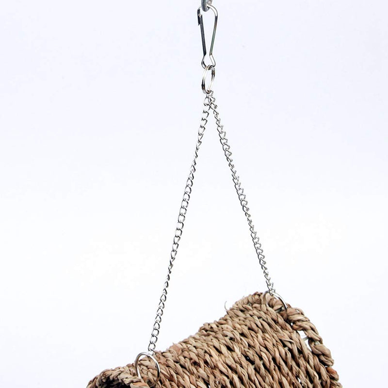NUOHAN Woven Straw Bird Tunnel - Seagrass Bird Tent Snuggle Toy Natural Hanging Hammock Swing Nest for Parrot Cockatiel Parakeet African Grey Cockatoo Macaw Amazon Lovebird Finch Hamster 4.72"x3.94"x10.2" - PawsPlanet Australia