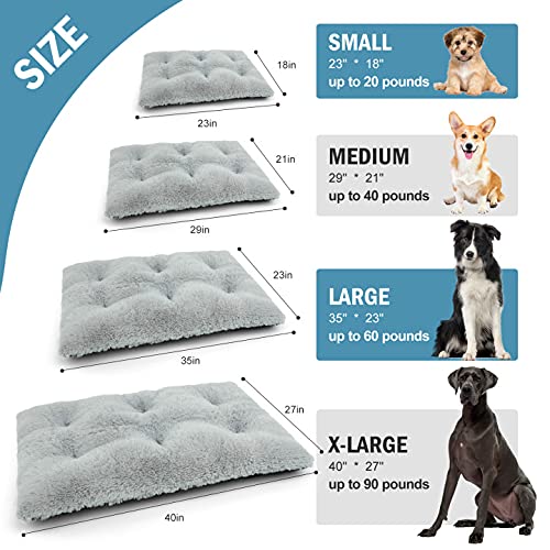 AIPERRO Dog Bed Crate Pad for Small Dogs and Cats, Deluxe Fleece Plush Washable Fur Pet Bed Anti Slip Kennel Cushion Mat 23"x18" - PawsPlanet Australia