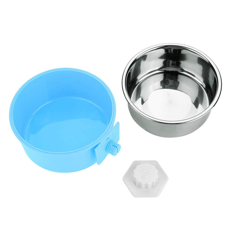 Dog Crate Bowls,Removable Stainless Steel Hanging Feeding Dish Tool for Pets (Blue) Blue - PawsPlanet Australia