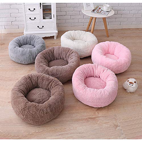 TINTON LIFE Luxury Plush Pet Bed with Pillow for Cats Small Dogs Round Cuddler Oval Cozy Self-Warming Cat Bed for Improved Sleep, Coffee S S 13.82 x13.82 x8.7" - PawsPlanet Australia