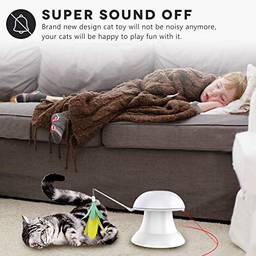 [Australia] - 2020 New Upgraded Cat Laser Toy Cat Toys Interactive 2 in 1 Automatic Cat Toy Moving Feather Toy Cat Interactive Toys Auto Rotating Light Multiple Feather Hangings 3 Ways to Play 