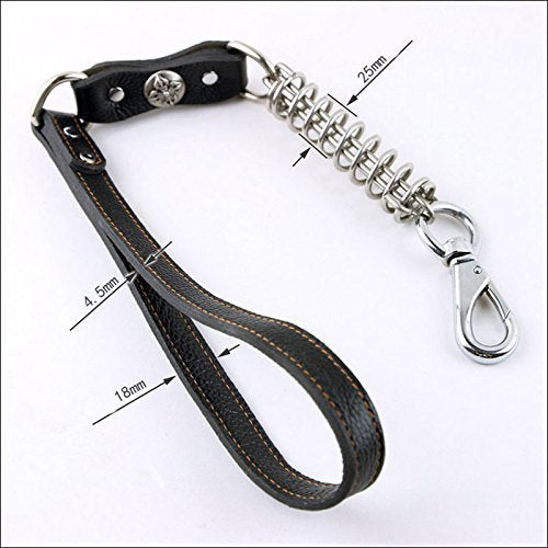 [Australia] - ZEEY Durable Leather Training Leads for Large/Medium Dogs, 22.5" Long x 0.75" Wide, Heavy Duty Stainless Force Buffered Spring Handle Strong Pulls Brown 