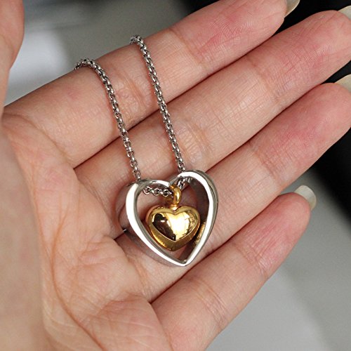 [Australia] - Zahara Memorial Urn Necklace (20 Inches) with Velvet Pouch & Fill Kit | Double Heart Pendant and Chain (Nickel Free) 