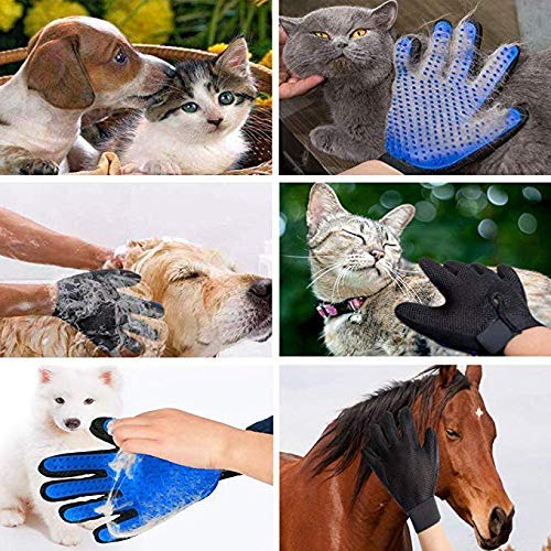 WEPO Pet Grooming Glove/Brushing Glove - Hair Removal Gloves/Massage Brush for Dogs Cats - Grooming - Orange & Black Black & Orange - PawsPlanet Australia
