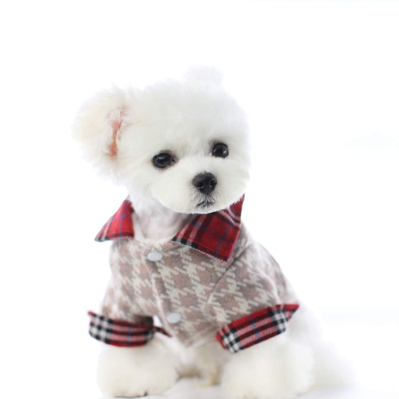 Tineer Winter Warm Small Dog Jacket Coats, Soft Fleece Pet Puppy Plaid Cotton Clothing for Small Dogs Cats, Cute Sweater Shirt for Chihuahua Yorkshire Terrier Poodles (XL Chest:48-50cm, Red) XL Chest:48-50cm - PawsPlanet Australia