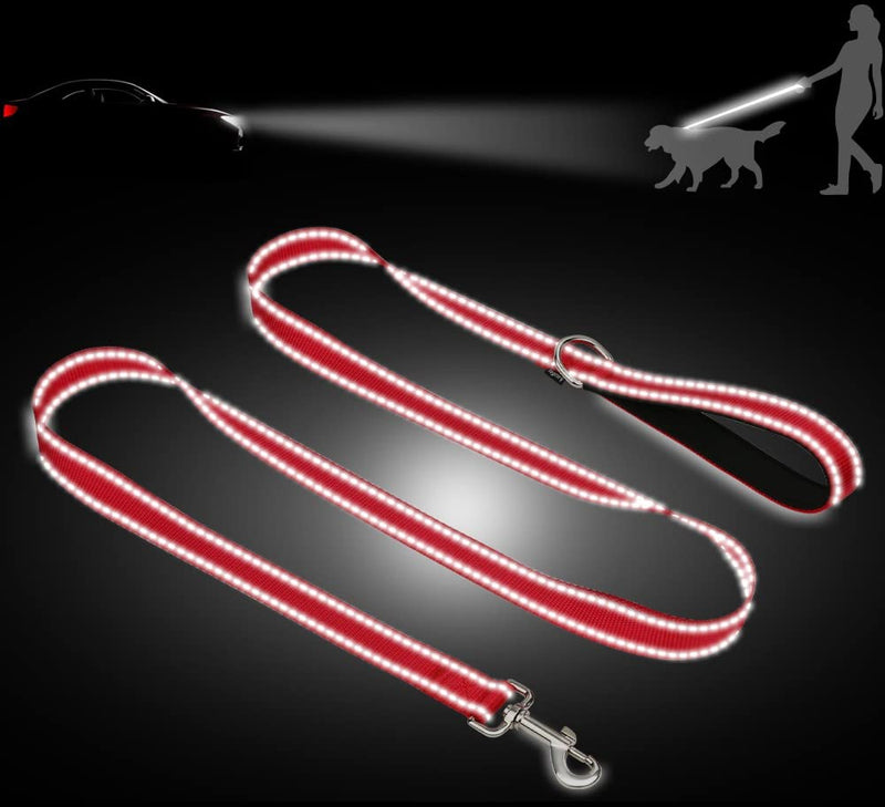 Taglory Dog Leash Medium Large Dogs Lightweight | Double-sided reflective | Padded handle | Support 10 to 75 kg | 1.8mx 2.5cm | Red 1.8 m x 2.5 cm (pack of 1) - PawsPlanet Australia