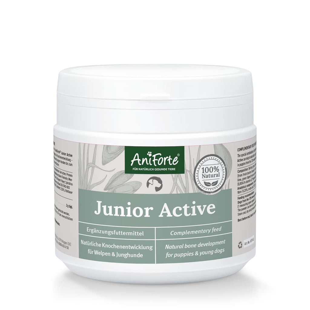 AniForte Junior Active for puppies and young dogs 250g - For bones, tendons, ligaments, tooth development of puppies and young dogs. Puppy supplement with calcium, vitamins and minerals - PawsPlanet Australia