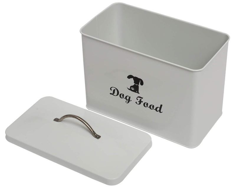 Morezi White Dog Treat and Food Storage Tin with Airtight Lid and a Scoop Included - Coated Carbon Steel - Dog Food Bins - Dog Canister - PawsPlanet Australia