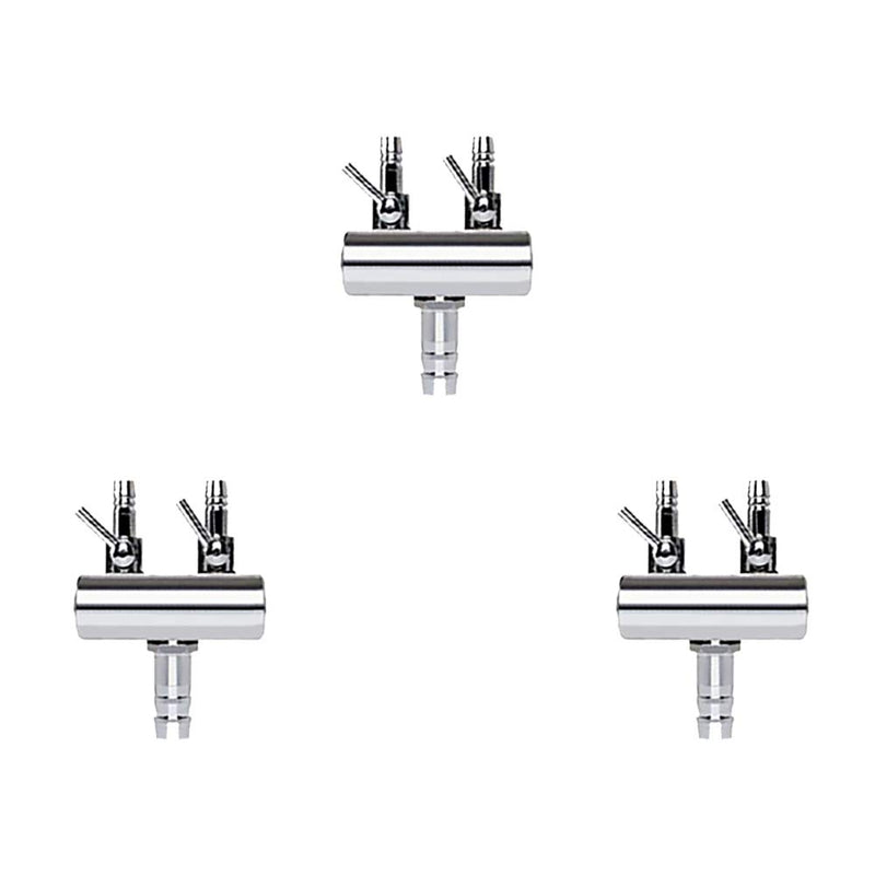 [Australia] - Aqua KT Aquarium Air Control Valve Distributor with Air Flow Control Lever, 2-Way Outlet, Made of Stainless, for Fish Tank Filter System, Pack of 3 