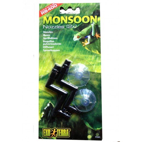 Exo Terra PT2501 0015561225014 Nozzles Replacement for Monsoon RS400 High-Pressure Rainfall System, 2-Pack, Multi - PawsPlanet Australia