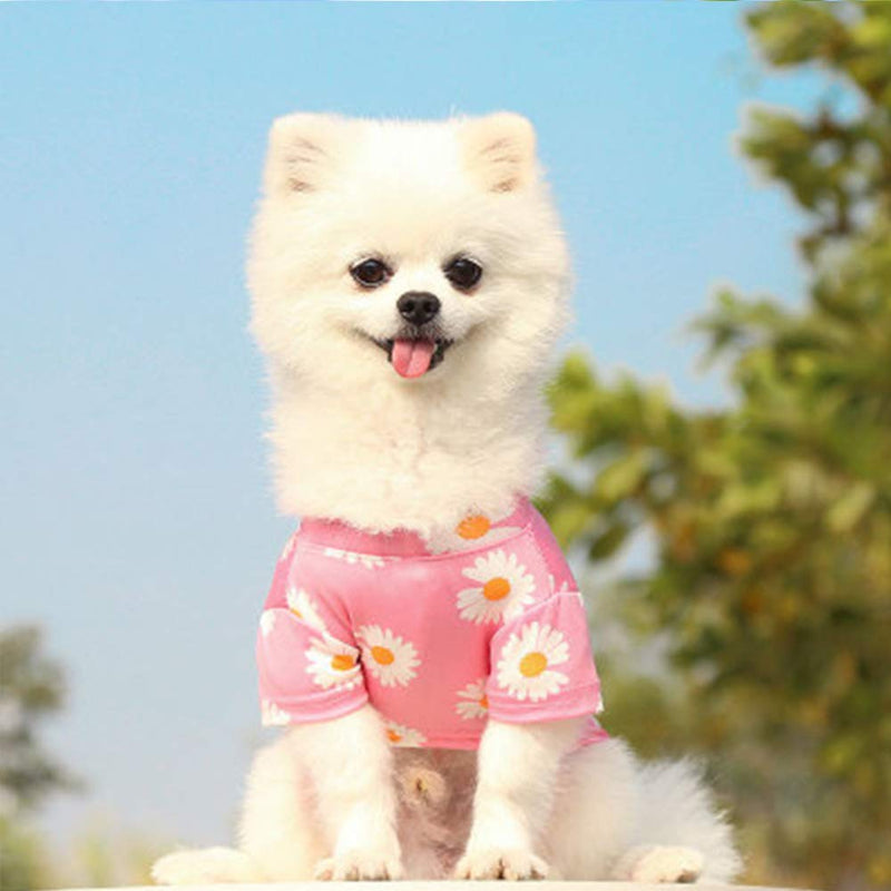 WEYATO Dog Shirts Flowers Summer Cool Beach Shirts Comfy Stylish Breathable Puppy T-Shirts Cotton Vest Clothes for Dogs and Cats Pet Apparel Design Adorable Casual Cozy Dog Shirt Small Pink - PawsPlanet Australia