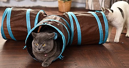 [Australia] - Cat Interactive Toys, Crinkle Tunnel Tubes 3 Way Fun Run Play Tunnels for Pets Kittens, With a Ball 