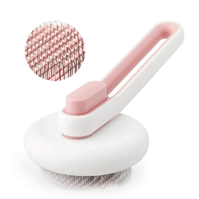 Marchul Pet Brushes Cat Brush, Dog Brush for Long Hair and Short Hair Cats and Dogs, Self-Cleaning Slicker Brush, Grooming Massage Brush Removes Loose Undercoat and Matted Hair A-Pink - PawsPlanet Australia