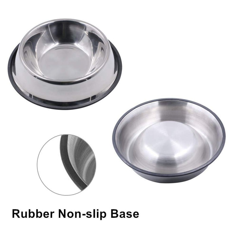 Guilty Gadgets ® 2 Pack - Non-slip Pets Food & Water Bowl for Dog & Cat Stainless Steel Feeding Dish with Rubber Base (Medium 15cm) - PawsPlanet Australia