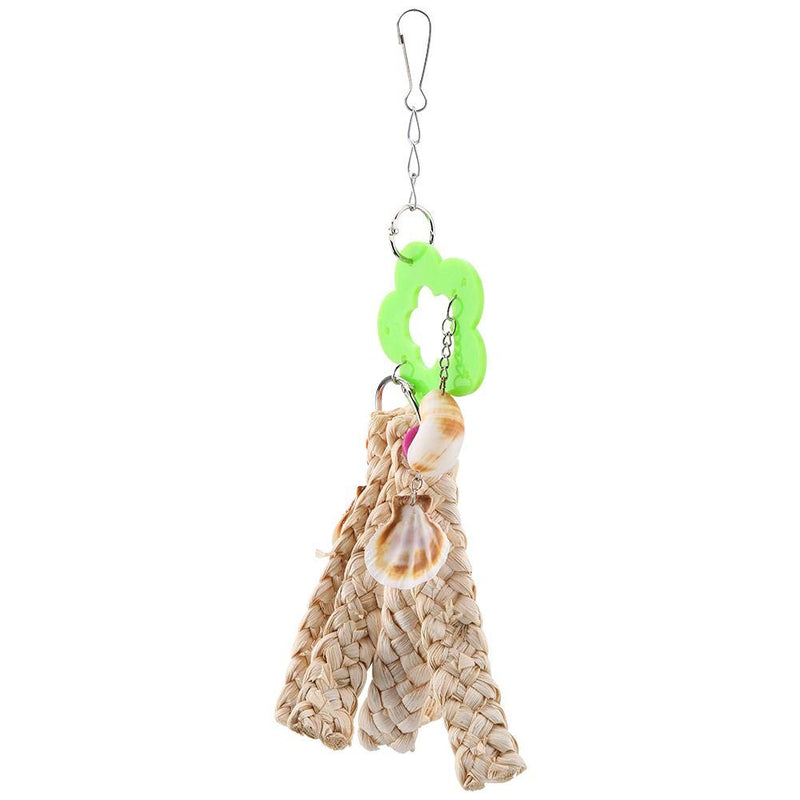 HEEPDD Natural Corn Husk Bird Chew Toy, Parrot Swing Hanging Chewing Bite Grinding Toys with Shell and Green Flower for Pet Budgie Parakeet Cockatoo Dove Canary Finch - PawsPlanet Australia