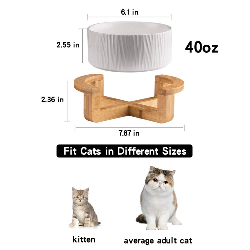 [Australia] - Ceramic Raised Cat Bowl, 20 Ounce Cat Food Bowls or Water Bowls Without Lead and Chrome, Pet Bowl with Bamboo Wooden Frame not Easily Overturned, Gifts for Cats and Puppy Pink 