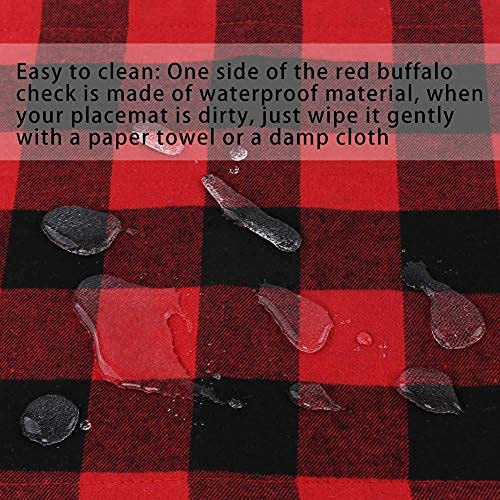 Aejakko Cotton and Burlap Check Placemats for Christmas Table Décor, Red and Black Plaid placemats, Waterproof Table mats for Christmas Decorations(6pcs) - PawsPlanet Australia