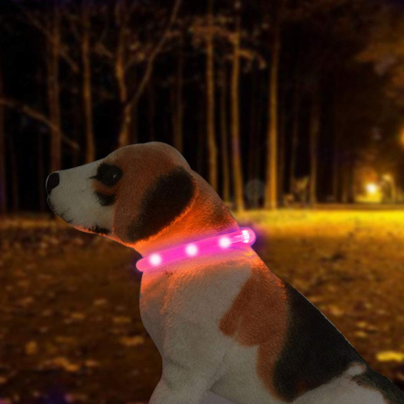 SaponinTree Light up Dog Collar, Ultra Bright USB Rechargeable LED Dog Safety Collar with 3 Glowing Modes, Adjustable Cut to Size, Flexible Silicone Dog Collar Great for Small Medium Large Dogs (Pink) Pink - PawsPlanet Australia