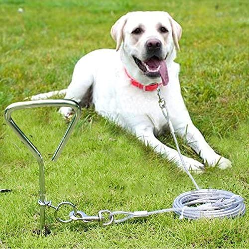 2 X 16" Heavy Duty Ground Spike Stake (41cm) Dog Chains for outside Dog Tie Out Cable Steel Spiral Dog Tether Outdoor Dog Camping Accessories (Stake Only, 2 X 41cm) - PawsPlanet Australia