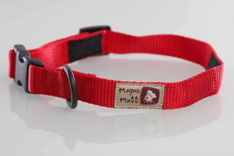 Magno Mutt - Advanced Magnetic Dog Collar - Cherry Red - Small (12 ½ – 15 ½ in.). Now with new Metal D Ring - PawsPlanet Australia