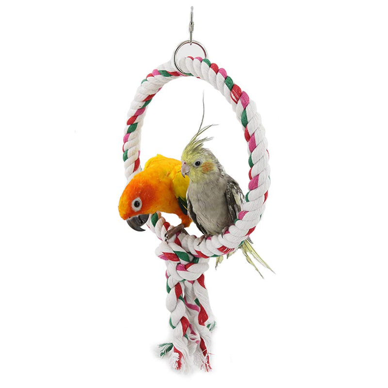 LeerKing Bird Rope Perches Parrot Hanging Perches Chewing Cage Toys Cotton Rope Swing Spiral Perches for Parakeet Cockatiel Bungee African Greys Cockatoo，1 Loop 1 Loop - PawsPlanet Australia