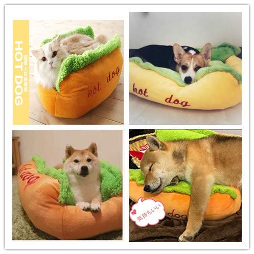 [Australia] - Aqueous Dog Bed Cat Bed Cat Cushion Hot Dog Design Removable and Washable Dog Sofa Dog Mat for Puppy Kitten Sleeping Sofa… Green 