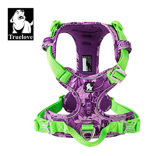 Dog Harness No Pull Walking Pet Harness Reflective Front clip Dog Vest Adjustable No-Choke Pet Oxford Vest Outdoor Dog Training Chest Strap For Small to Large dogs XS (33-43CM/13-17in) Purple Green - PawsPlanet Australia