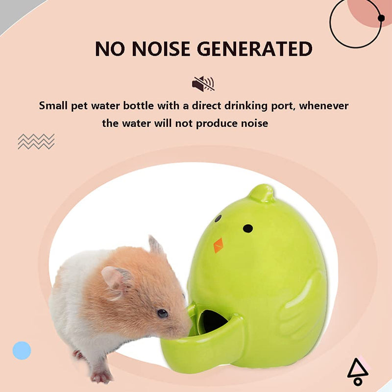 BIGCAKE Hamster Drinking Feeder Bottle Ceramics Small Animal Slient Waterer Automatic Water Dispenser Food Bowl for Syrian Hamster Hedgehog Gerbil Rat (Green) Green - PawsPlanet Australia